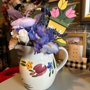 Charming Ceramic Pitcher with Colorful Floral Design